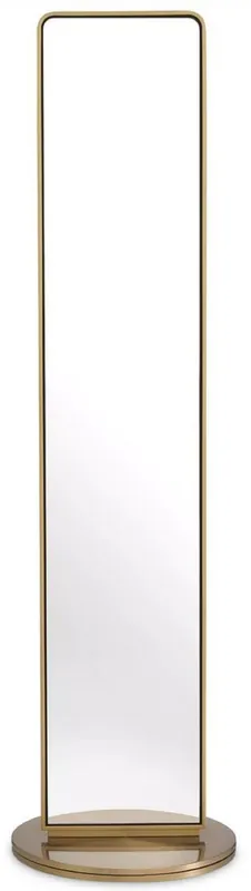 Casa Padrino Luxus Standspiegel Messing Ø 55 x H. 200 cm - Freistehender drehbarer doppelseitiger Edelstahl Standspiegel - Schlafzimmer Spiegel - Schlafzimmer Möbel - Luxus Qualität Kracherpreis