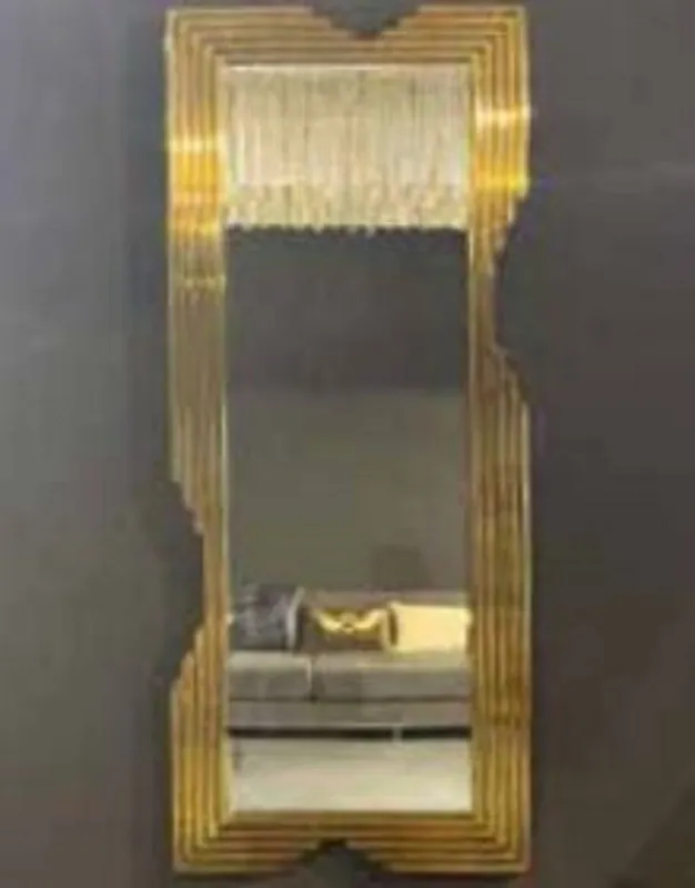 Casa Padrino Luxus Wandspiegel Gold 79 x 5 x H. 190 cm - Rechteckiger Wohnzimmer Spiegel mit Metallrahmen - Schlafzimmer Spiegel - Garderoben Spiegel - Luxus Kollektion Im Trend