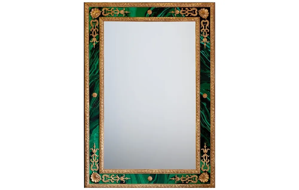 Casa Padrino Luxus Barock Spiegel Malachit / Gold - Handgefertigter Wandspiegel im Barockstil - Grün Antik Stil Aktuell