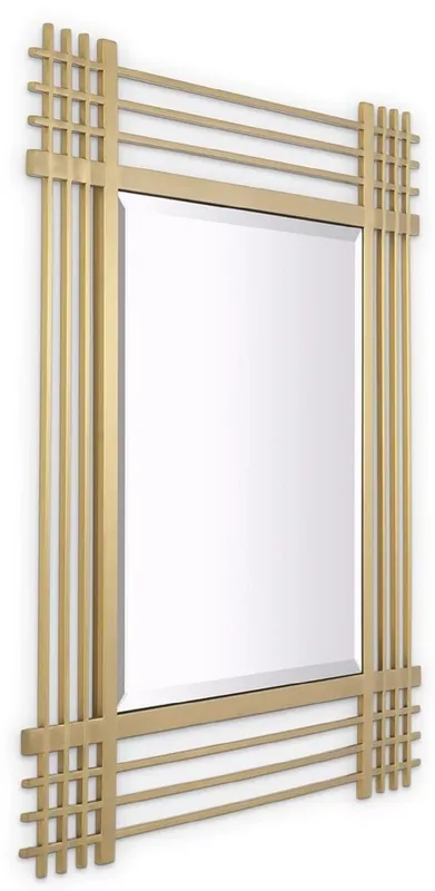 Casa Padrino Luxus Edelstahl Wandspiegel Messingfarben 100 x 3 x H. 100 cm - Wohnzimmer Spiegel - Schlafzimmer Spiegel - Garderoben Spiegel - Luxus Möbel Wochenendangebot