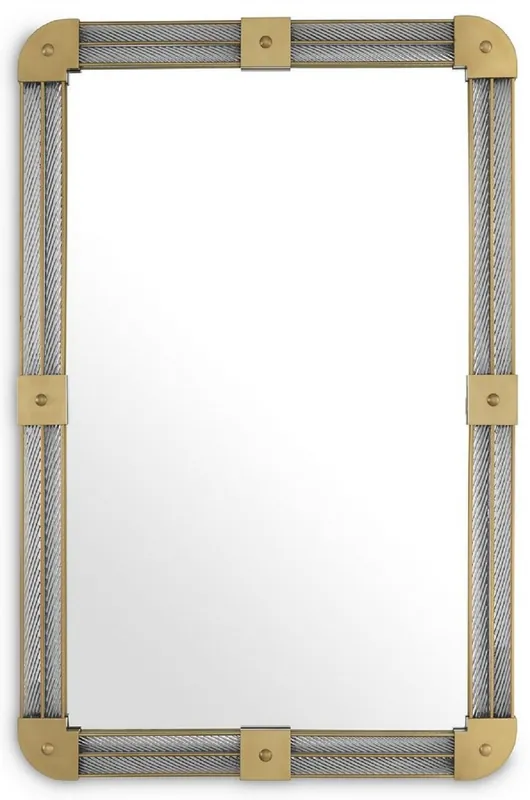 Casa Padrino Luxus Wandspiegel Antik Messingfarben 80 x 5 x H. 122 cm - Beleuchteter Wohnzimmer Spiegel mit handgefertigtem Glas - Schlafzimmer Spiegel - Garderoben Spiegel - Luxus Möbel Neu