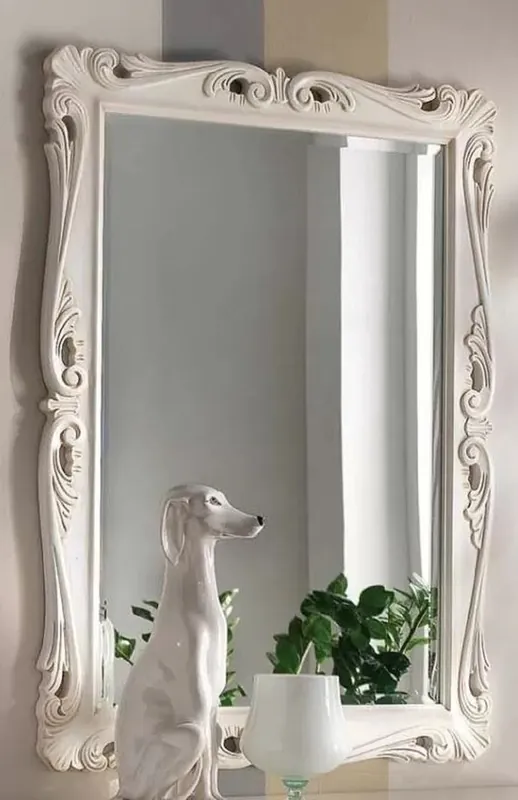 Casa Padrino Luxus Barock Spiegel Weiß - Rechteckiger Wandspiegel im Barockstil - Prunkvolle Barock Möbel - Luxus Qualität - Made in Italy Sonderaktion