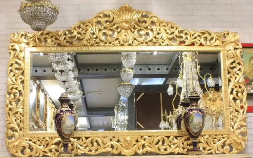 Schneller Versand Casa Padrino Barock Spiegel Gold 210 x H. 150 cm - Riesiger handgefertigter Antik Stil Wandspiegel - Prunkvolle Barock Möbel