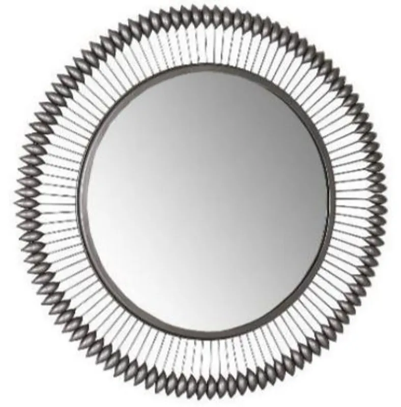 Preisknaller Casa Padrino Designer Spiegel Zinkfarben Ø 90 cm - Moderner pulverbeschichteter Metall Wandspiegel - Luxus Deko Accessoires