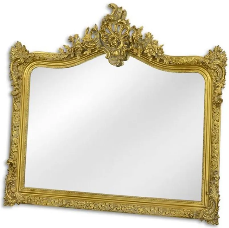 Highlight Casa Padrino Barock Spiegel Gold 111 x H. 103 cm - Garderoben Spiegel - Wohnzimmer Spiegel - Prunkvoller Wandspiegel im Barockstil
