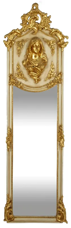 Neue Kollektion Casa Padrino Luxus Barock Wandspiegel Madonna Creme / Gold 55 x H. 175 cm - Massiv und Schwer - Antik Stil Spiegel
