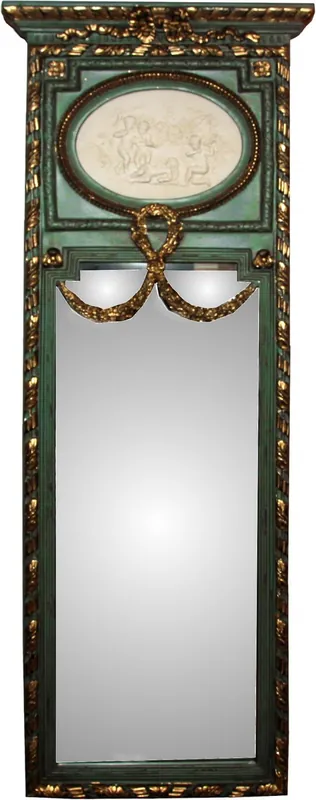 Casa Padrino Rokoko Wandspiegel Gold B 59 x H 161 cm in Antik Grün / Gold - Barock Spiegel Edel & Prunkvoll Hochwertig