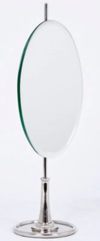 Casa Padrino Luxus Schminkspiegel Silber H. 56 cm - Ovaler Aluminium Schminktisch Spiegel Kostenfreie Lieferung