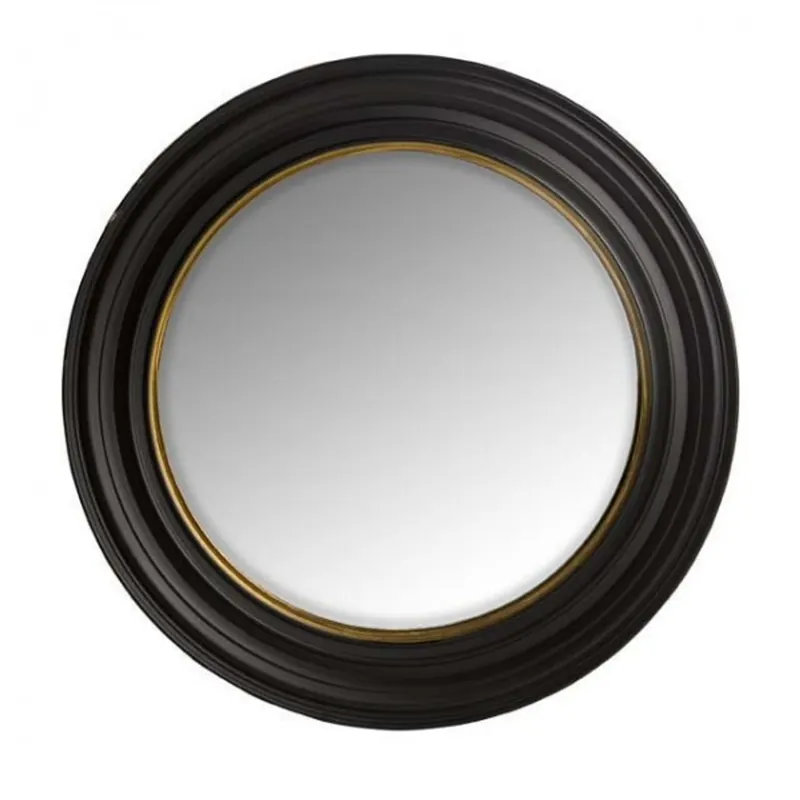 Casa Padrino Luxus Wand Spiegel Neo Klassisch Schwarz mit goldener Innenumrandung convex gewölbt 75 x 75 cm - Wandspiegel Begrenztes Angebot