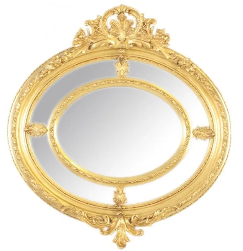 Casa Padrino Barock Wandspiegel Rund Gold 130 x 130 cm - Edel & Prunkvoll - Goldener Spiegel Kracherpreis
