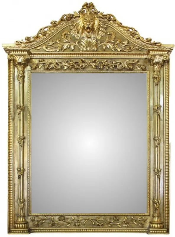 Nur Heute Riesiger Casa Padrino Luxus Barock Wandspiegel Löwenkopf Gold 260 x 170 cm - Massiv und Schwer - Goldener Spiegel