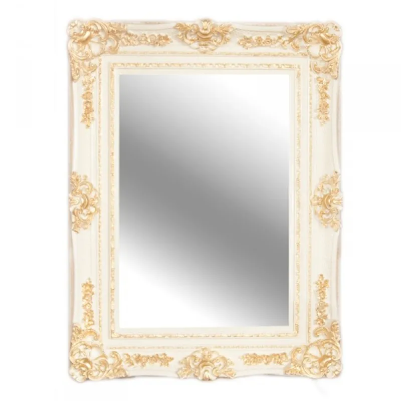 Saisonangebot Casa Padrino Barock Wandspiegel Weiß/ Gold Antik-Look Höhe 121 cm, Breite 90 cm - Edel & Prunkvoll