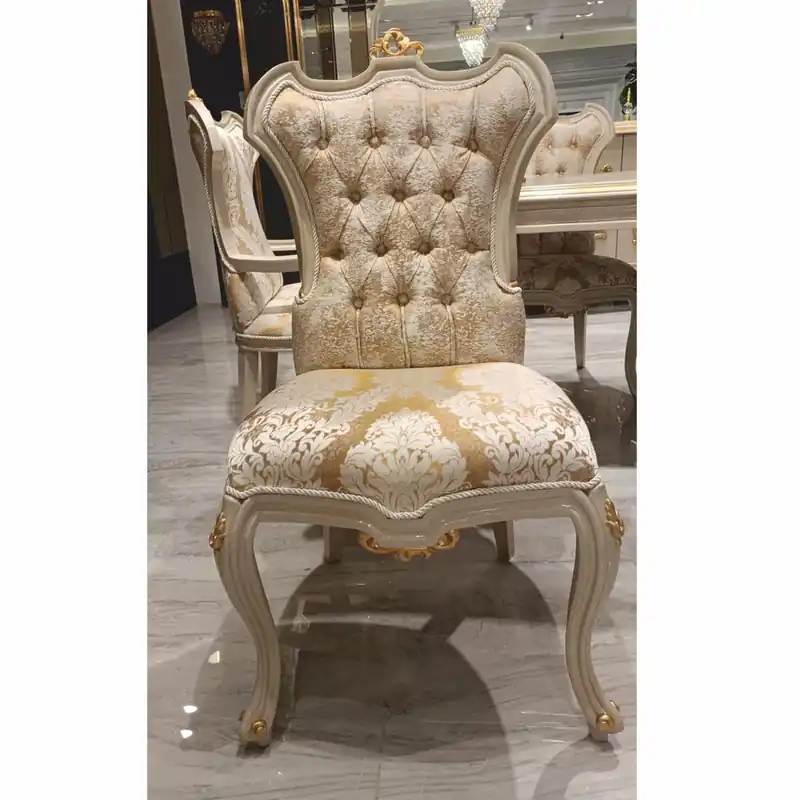 Casa Padrino Luxus Barock Esszimmer Stuhl Gold / Weiß / Grau / Gold H. 110 cm - Barock Esszimmer Möbel Heute Kaufen