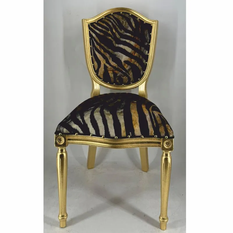 Letzte Chance Casa Padrino Art Deco Esszimmer Stuhl Gold / Schwarz - Art Deco Esszimmer Möbel