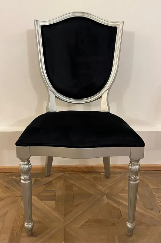 Markenware Casa Padrino Art Deco Esszimmer Stuhl Schwarz / Silber - Art Deco Esszimmer Möbel
