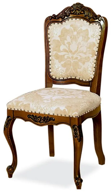 Casa Padrino Luxus Barock Esszimmer Stuhl Beige / Braun H. 103 cm - Barock Esszimmer Möbel Schnäppchen