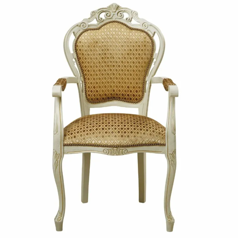 Casa Padrino Luxus Barock Esszimmer Stuhl mit Armlehnen Gold / Creme - Barock Esszimmer Möbel Finale Aktion