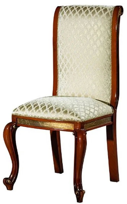 Casa Padrino Luxus Barock Esszimmer Stuhl Gold Muster / Braun / Antik Gold H. 105 cm Kostenfreie Lieferung