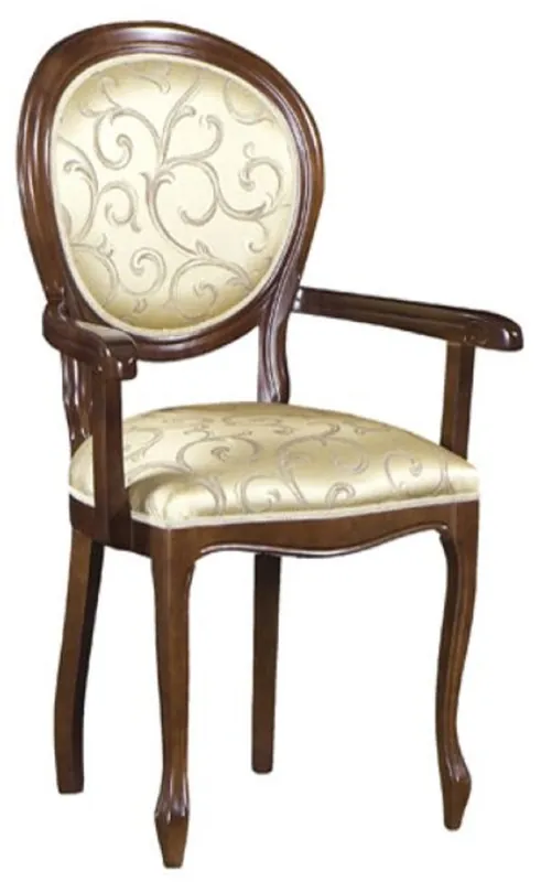 Casa Padrino Luxus Barock Esszimmer Stuhl mit Armlehnen Gold Muster / Dunkelbraun Must-Have