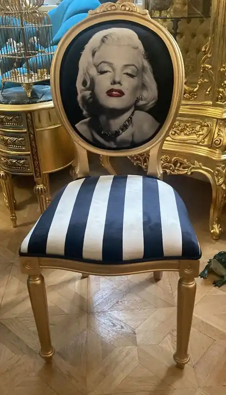 Casa Padrino Barock Esszimmer Stuhl Marilyn Monroe mit Streifen Angebot