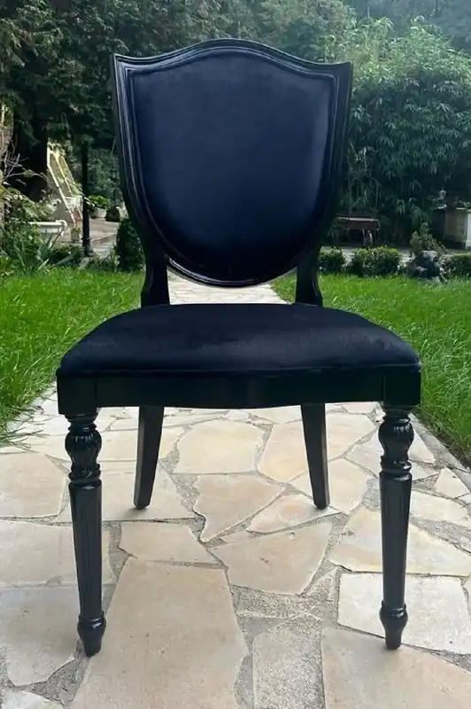 Neuheit Casa Padrino Luxus Art Deco Samt Esszimmer Stuhl Schwarz - Art Deco Massivholz Stuhl - Art Deco Esszimmer Möbel - Art Deco Möbel - Art Deco Einrichtung - Luxus Möbel im Art Deco Stil