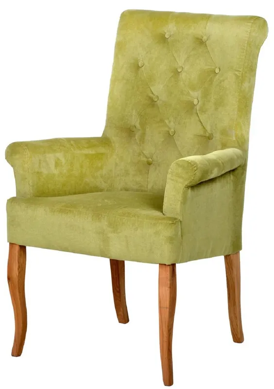 Sichere Zahlung Casa Padrino Chesterfield Neo Barock Esszimmer Stuhl Grün / Naturfarben - Küchenstuhl mit Armlehnen - Esszimmer Möbel - Chesterfield Möbel - Neo Barock Möbel