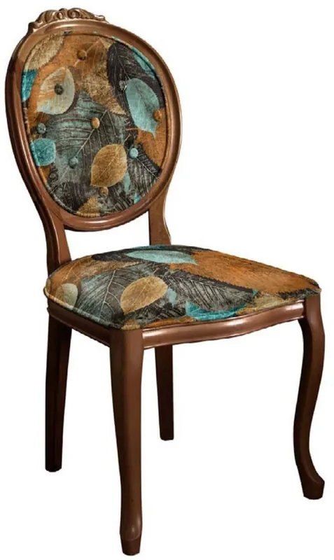 Casa Padrino Barock Esszimmerstuhl mit elegantem Design Mehrfarbig / Braun - Handgefertigter Antik Stil Stuhl - Esszimmer Möbel im Barockstil Preiswert
