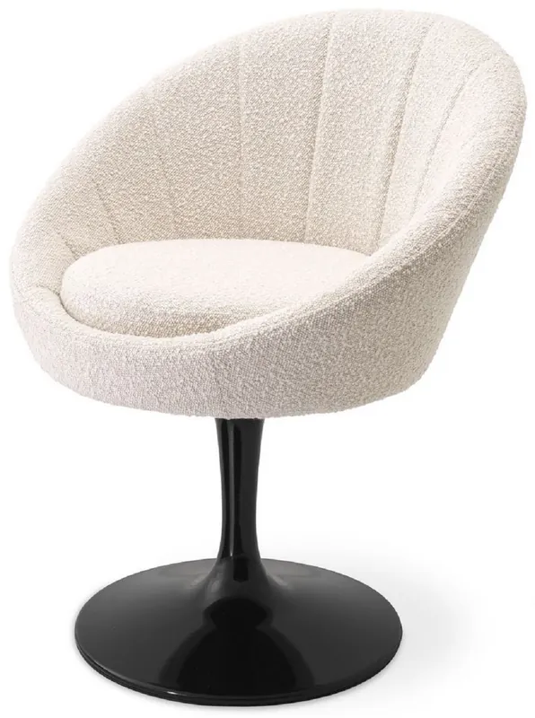 Nur Heute Casa Padrino Luxus Esszimmerstuhl Cremefarben / Schwarz 67 x 57 x H. 78,5 cm - Drehstuhl im 60er Jahre Design - Luxus Esszimmer Möbel