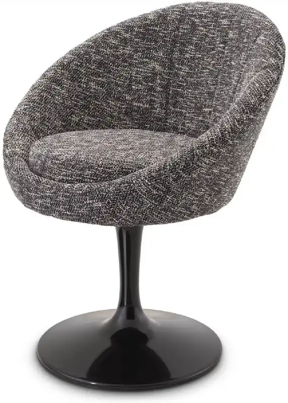 Casa Padrino Luxus Esszimmerstuhl Schwarz 67 x 57 x H. 78,5 cm - Drehstuhl im 60er Jahre Design - Luxus Esszimmer Möbel Exklusiv