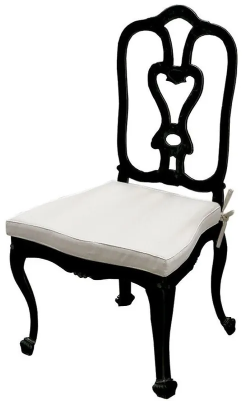 Mega-Angebot Casa Padrino Luxus Jugendstil Gartenstuhl mit Sitzkissen Schwarz / Hellgrau 56 x 59 x H. 100 cm - Handgeschmiedeter Esszimmer Stuhl - Esszimmer Garten Terrassen Möbel