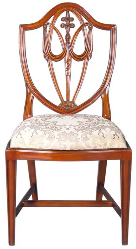 Limited Edition Casa Padrino Luxus Art Deco Esszimmerstuhl Braun / Gold 58,4 x 50,8 x H. 99,1 cm - Eleganter Massivholz Stuhl mit Muster - Art Deco Esszimmer Möbel