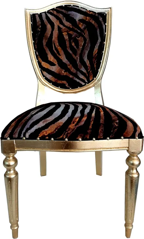 Preis Gesenkt Casa Padrino Art Deco Luxus Esszimmer Stuhl Leopard / Gold - Luxus Hotel Möbel