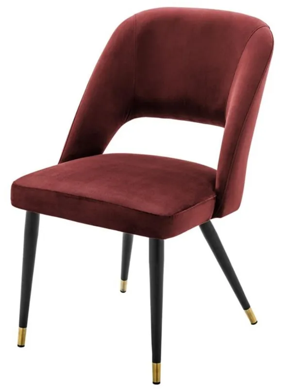 Casa Padrino Luxus Esszimmerstuhl Bordeauxrot / Schwarz 52 x 58 x H. 85 cm - Luxus Esszimmermöbel Neu Im Sortiment