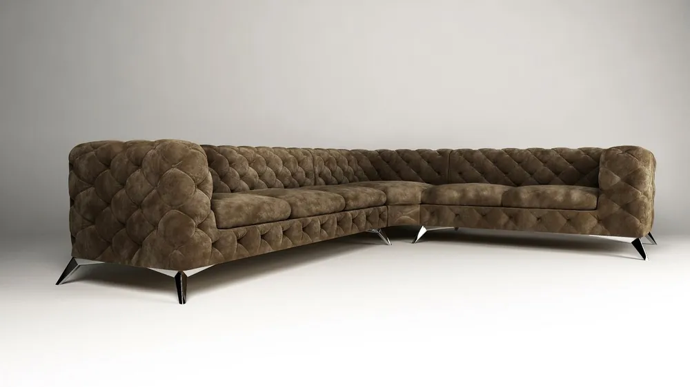 Aktuell Samt Ecksofa Chesterfield Sofa Polstergarnitur Couch Wohnlandschaft