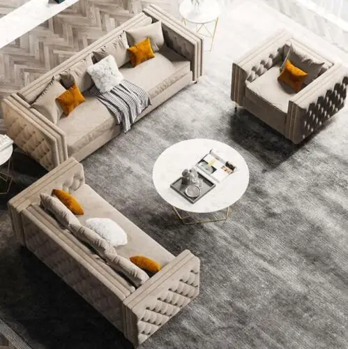 Must-Have Samt Wohnlandschaft Relax Sitz Design Couch Lounge Sofas Sofa 3 Sitzer 233 cm