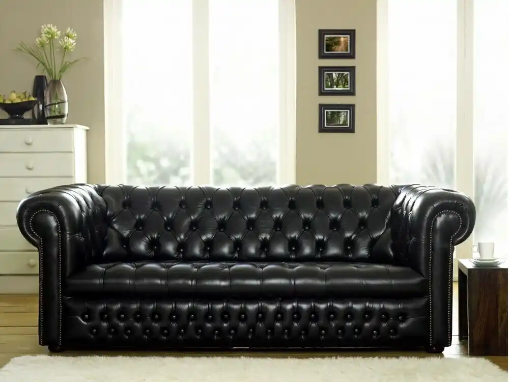 Must-Have Schwarze Chesterfield Sofa 3+1 Sitzer Designer Couchen Sofagarnitur