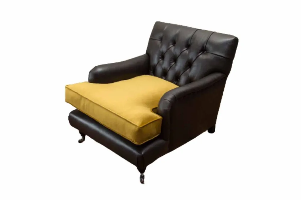 Sessel Couch Sofa Leder Braun Lounge Polster Sitzer Luxus Design Club Expressversand