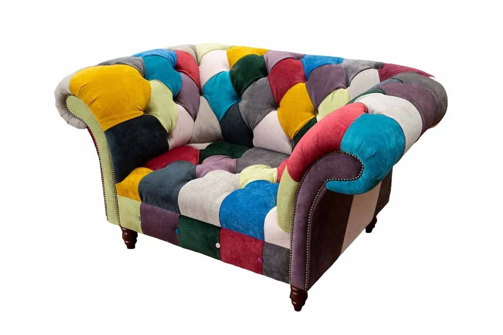 Gleich Bestellen Sessel Design Chesterfield Lounge Mehrfarbig Sofa Einsitzer 130cm Neu