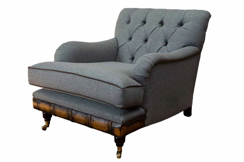 Exklusiv Sessel Ohrensessel Sitzer Stoff Luxus Wohnzimmer Klassisch Chesterfield