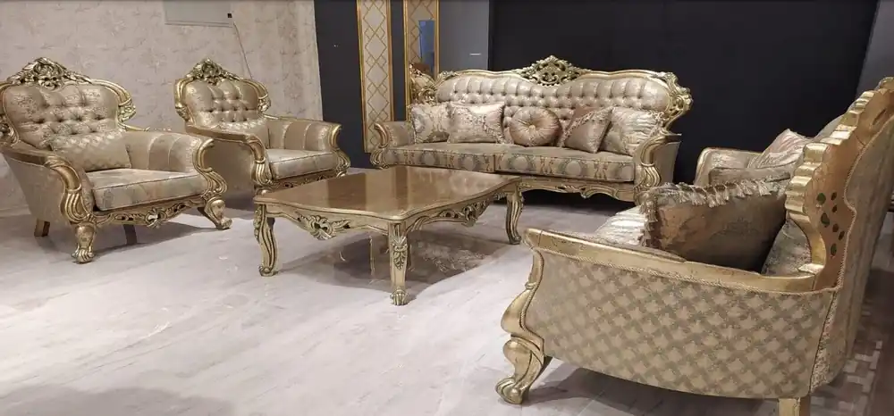 Set 5tlg Sofagarnitur 3+3+1+1 Sitzer Couchtisch Garnitur Sofa Stoff Sofas Couch Handgefertigt