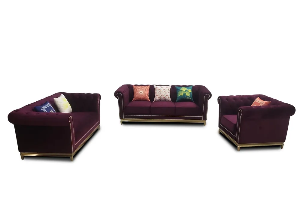 Finale Aktion Sitzgarnitur 3+2+1 Sitzer Möbel Polster Textil Moderne Chesterfield Design
