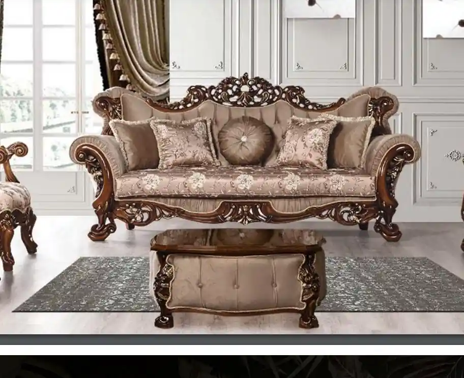 Zertifiziert Sofa 3 Sitzer Klassischer Dreisitzer Sofas Stoff Textil Design Barock Rokoko Neu