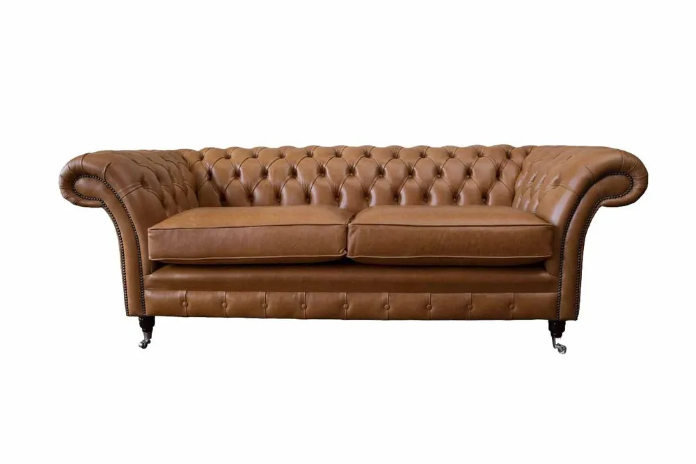 Sonderangebot Sofa 3 Sitzer Leder Sofas Couch Polster Wohnzimmer Chesterfield Dreisitzer
