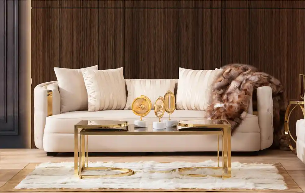 Sofa 3 Sitzer Möbel Stoff Dreisitzer Sofas Luxus Design Wohnzimmer Modern Stil Geprüft