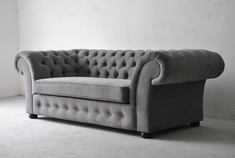 Sofa 3 Sitzer Stoff Design Couch Polster Sofas Textil Modern Chesterfield Grau Original