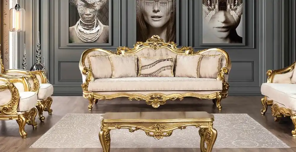 Sofa 3 Sitzer Stoff Dreisitzer Sofas Luxus Wohnzimmer Barock Stil Couch Barock Neu Direkt Vom Hersteller