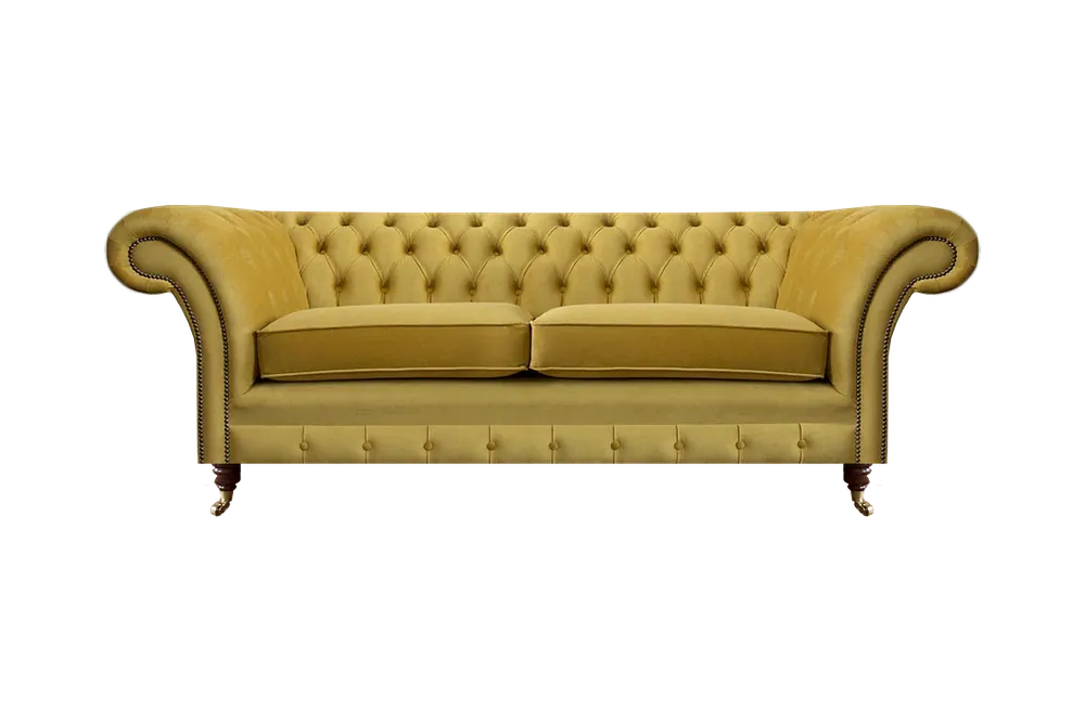 Weltweiter Versand Sofa Couch Zweisitzer Luxus Einrichtung Gelb Chesterfield Wohnzimmer