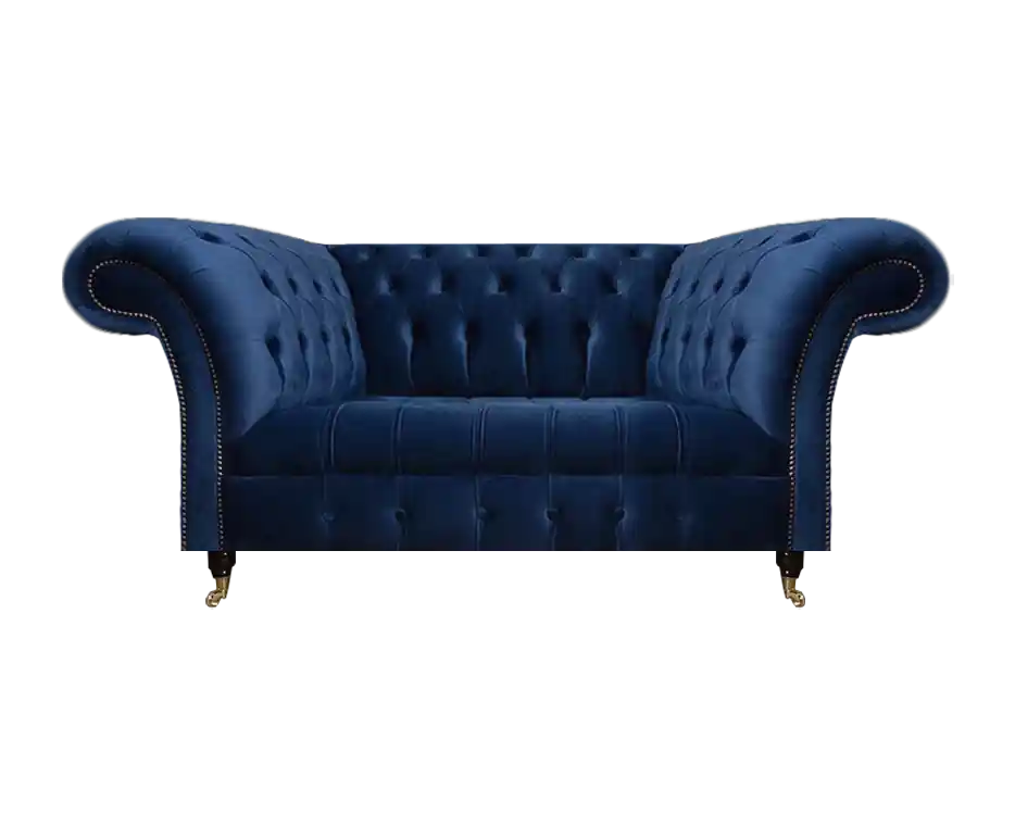 Sofa Zweisitzer Couch Polstermöbel Chesterfield Textil Blau Design Neu Gratis Versand