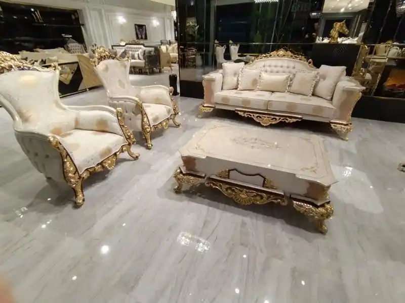 Heute Kaufen Sofagarnitur 3+1 Sitzer Sofa Set Komplett Textil Holz Wohnzimmer Luxus Sofa Neu