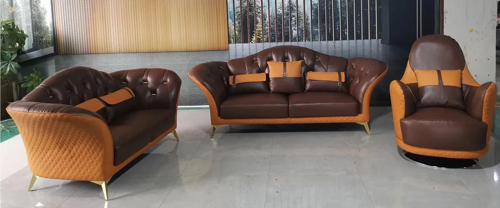 Sofagarnitur 3+2+1 Sitzer Wohnlandschaft Sofa Couch Polster Garnitur Ledersofa Premium